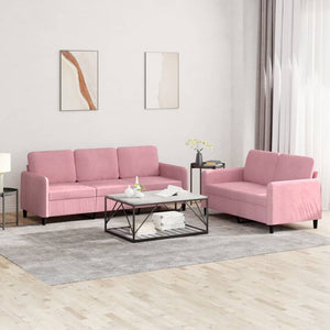 2-tlg. Rosa Samt Sofagarnitur