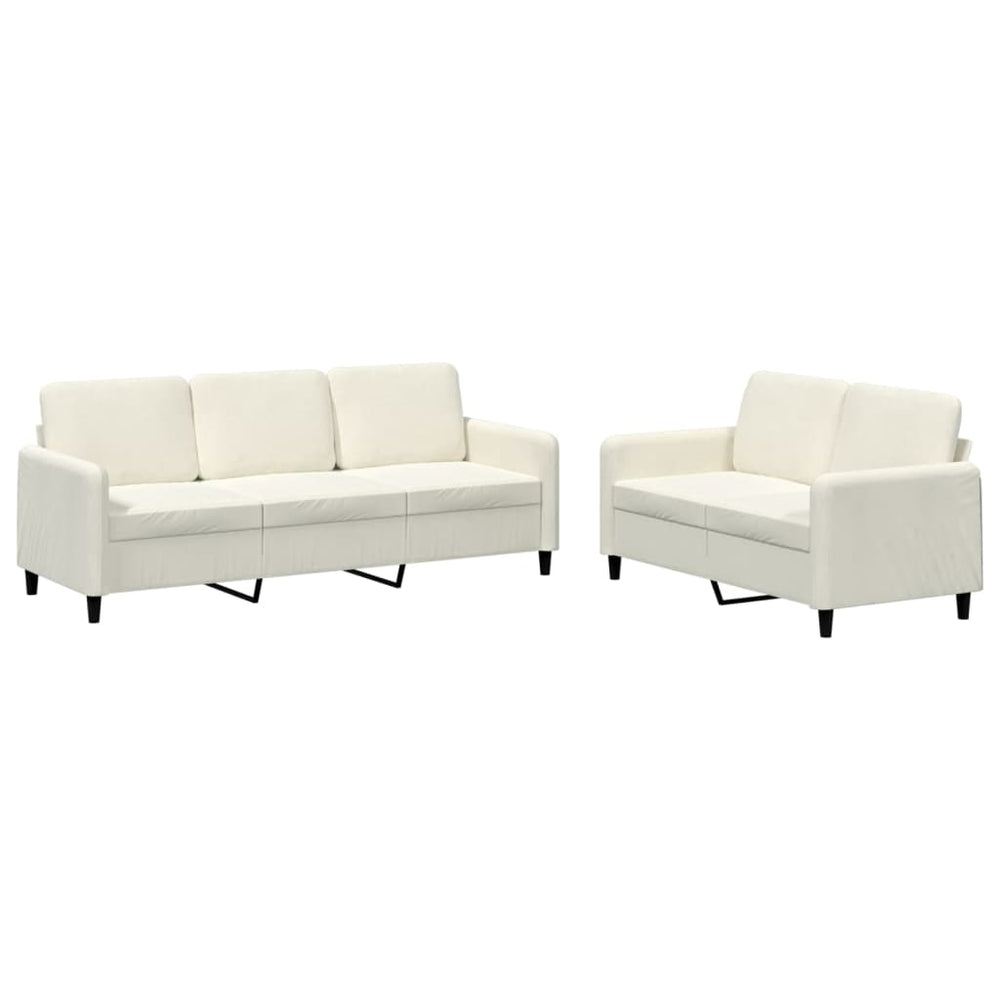 2-teilige Sofagarnitur Creme Samt