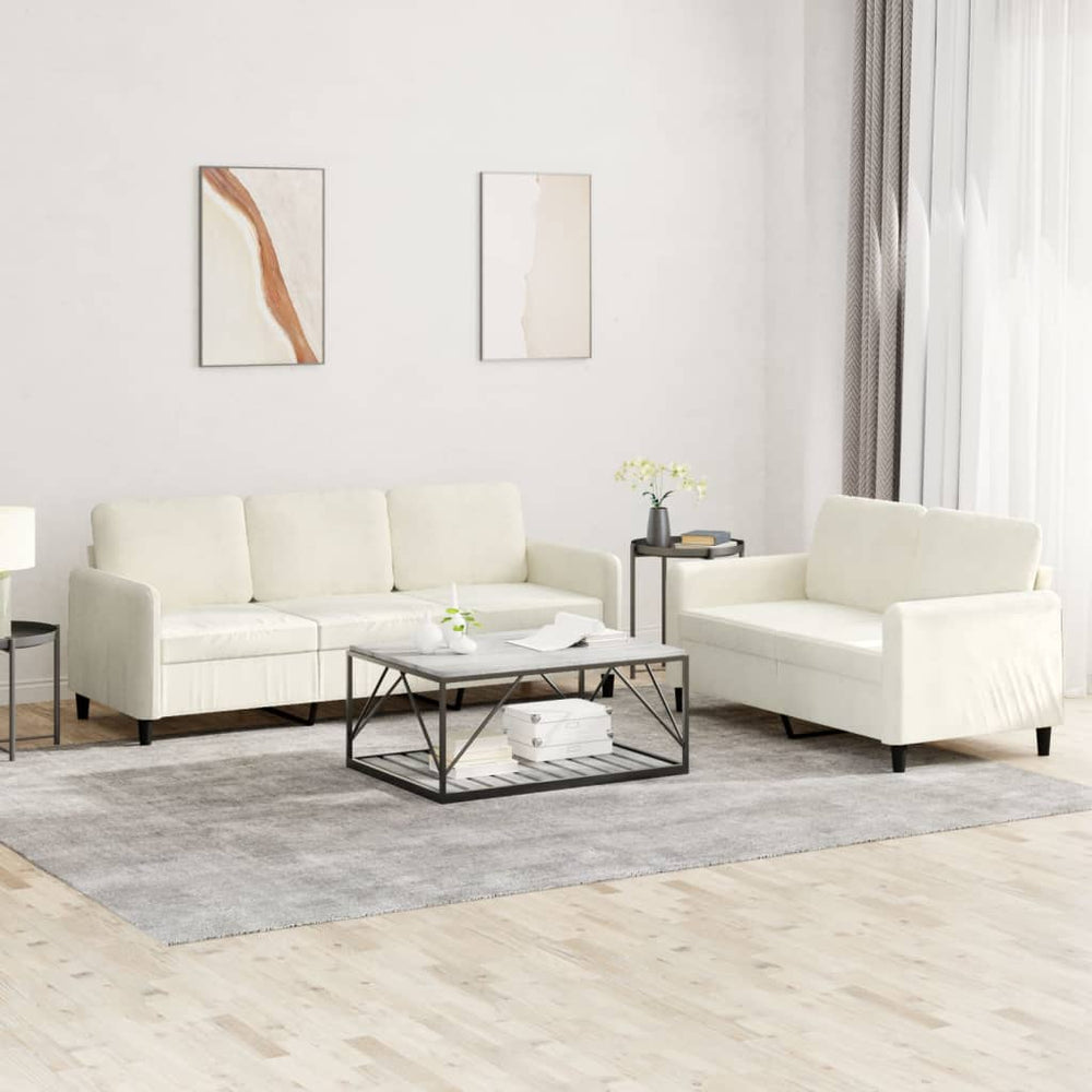 2-teilige Sofagarnitur Creme Samt