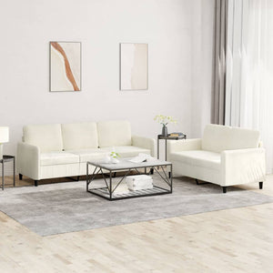2-teilige Sofagarnitur Creme Samt