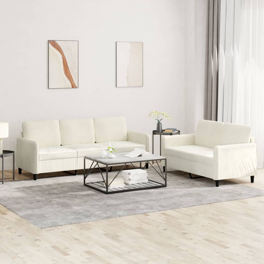 2-teilige Sofagarnitur Creme Samt