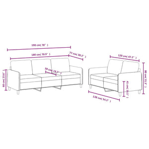 2-tlg. Sofa-Set Blau Samt