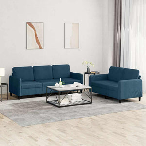2-tlg. Sofa-Set Blau Samt