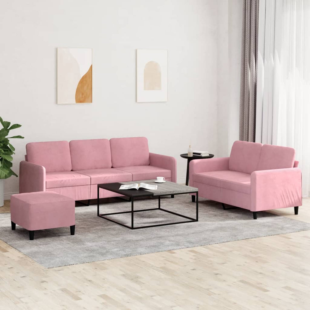 3-teilige Sofagarnitur Rosa Samt