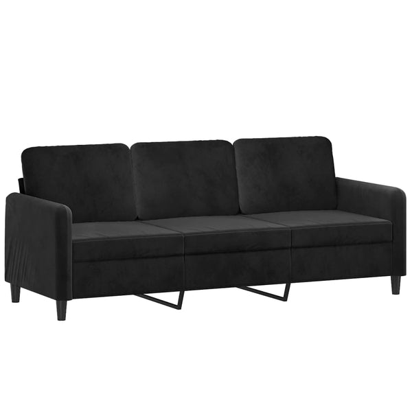 3-tlg. Sofa Set Schwarz Samt