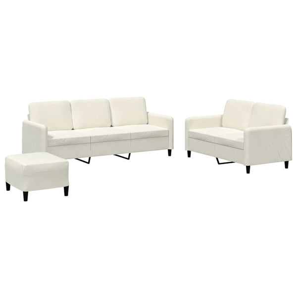 3-teilige Sofagarnitur Creme Samt