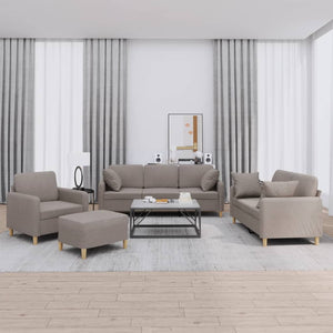 4-tlg. Sofagarnitur Taupe Stoff mit Kissen
