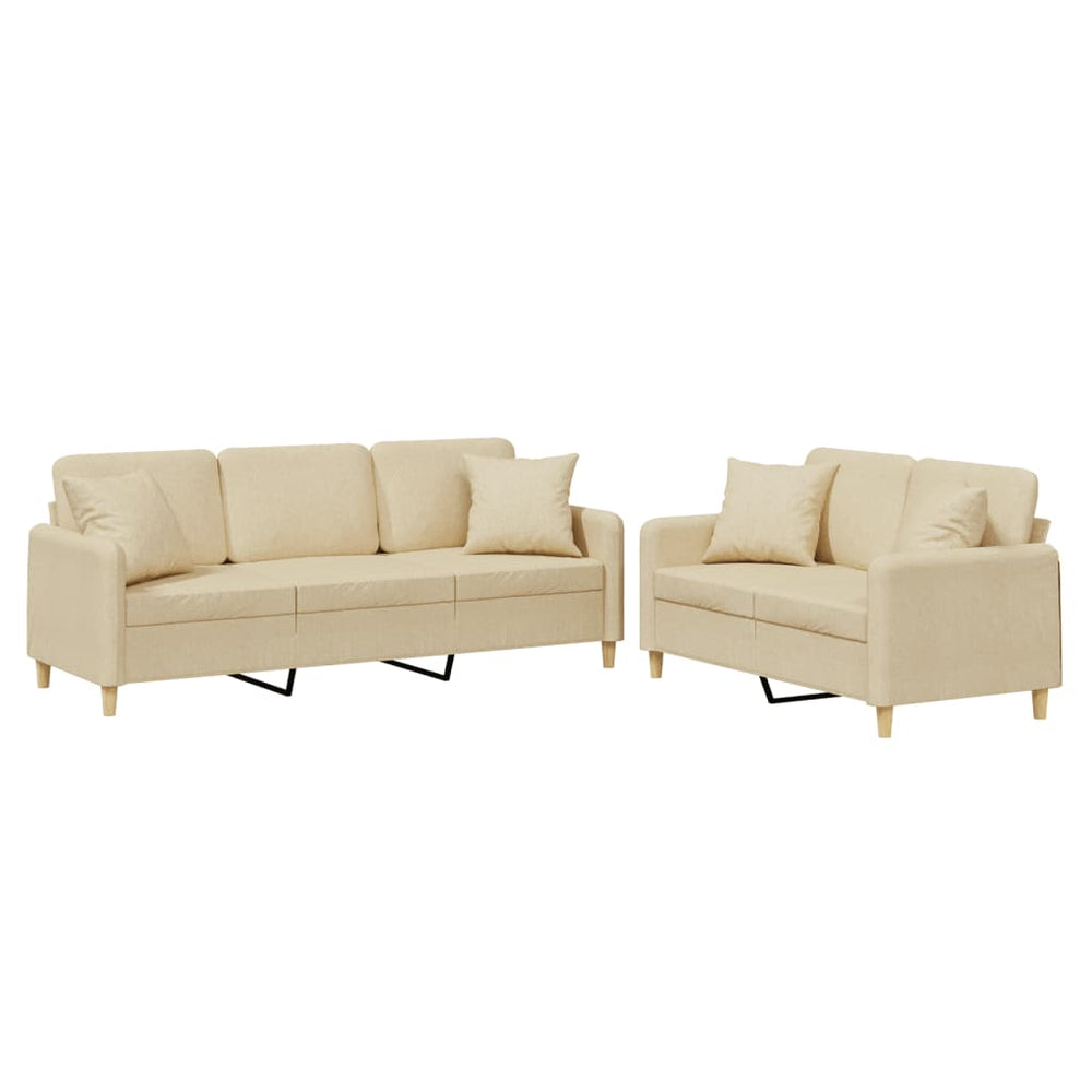 2-teilige Sofagarnitur Creme Stoff
