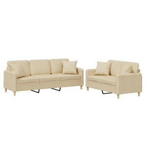 2-teilige Sofagarnitur Creme Stoff