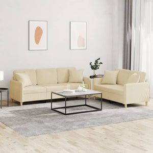 2-teilige Sofagarnitur Creme Stoff