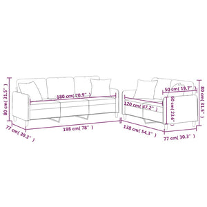 2-tlg. Sofa-Set mit Kissen, Schwarz