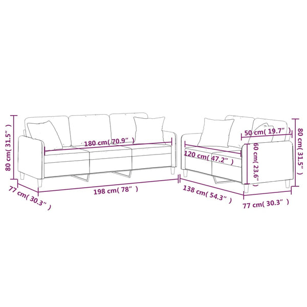 2-tlg. Sofa-Set mit Kissen, Schwarz