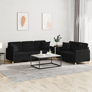 2-tlg. Sofa-Set mit Kissen, Schwarz