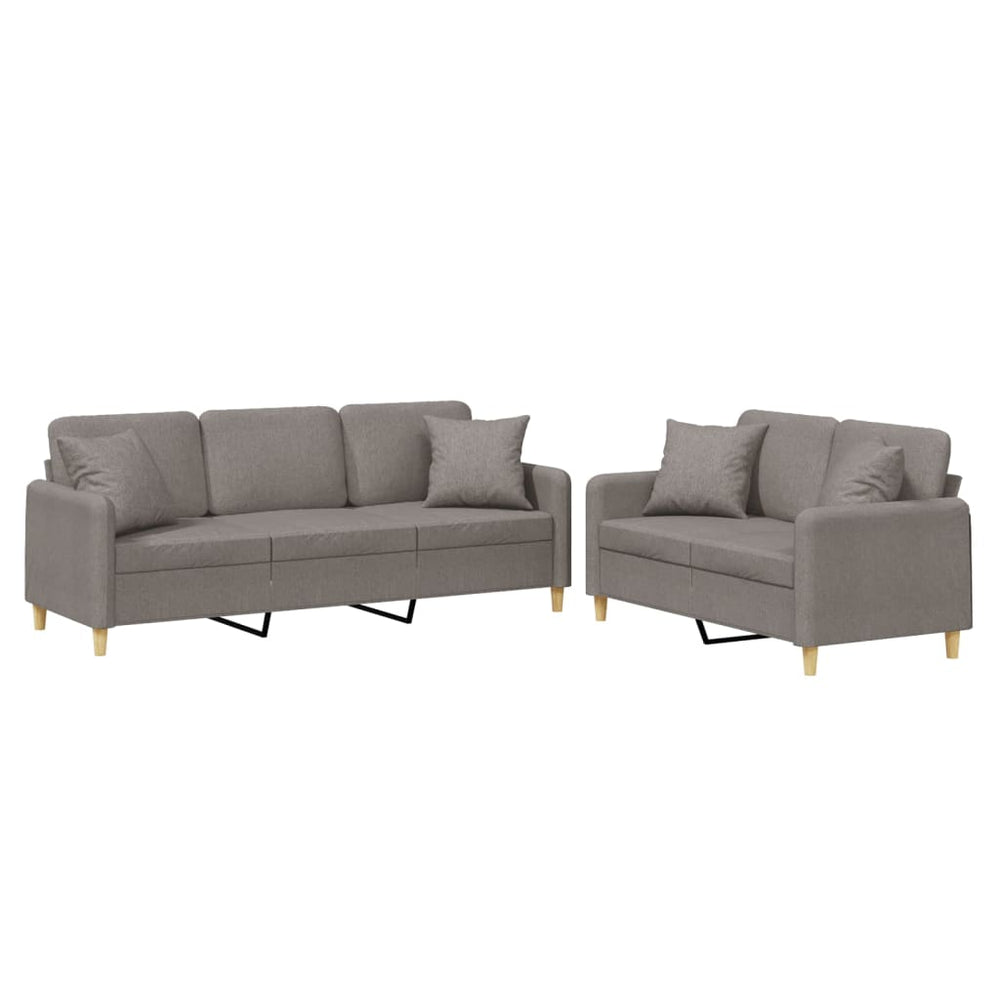 2-teilige Sofagarnitur Taupe Stoff