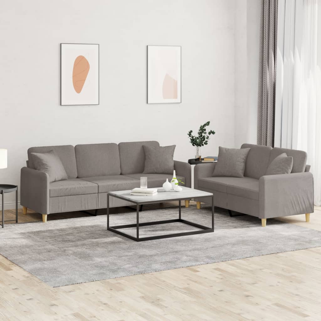 2-teilige Sofagarnitur Taupe Stoff