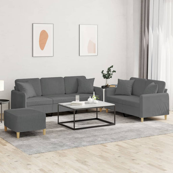 3-teilige Sofagarnitur Dunkelgrau