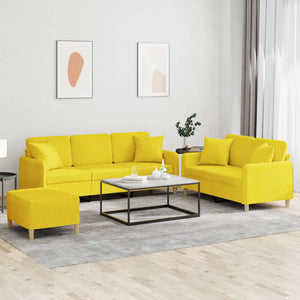 3-tlg. Hellgelbe Sofagarnitur mit Kissen