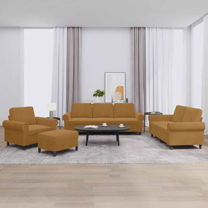 vidaXL 4-piece Sofa Set with Cushions Brown Velvet