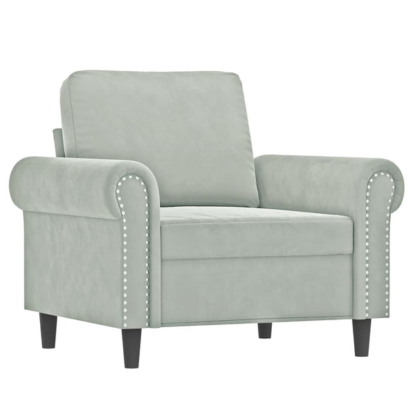 vidaXL 4-Piece Sofa Set with Cushions Light Gray Velvet