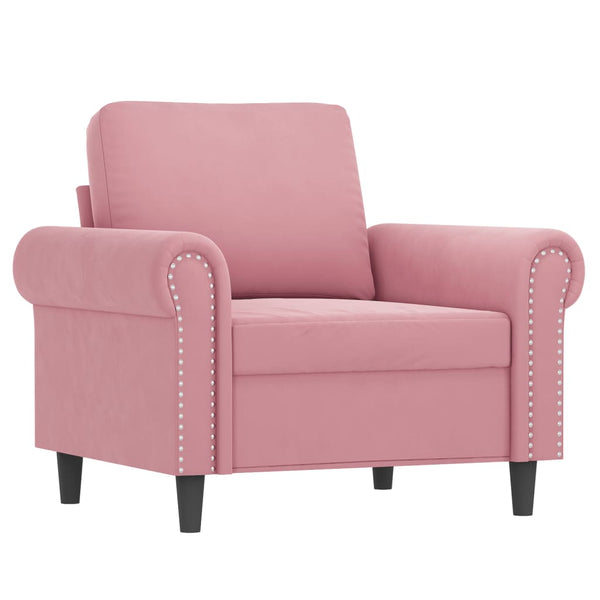 Rosa Samt Sofagarnitur, 4-teilig