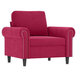 vidaXL 4-Piece Sofa Set with Cushions Wine Red Velvet