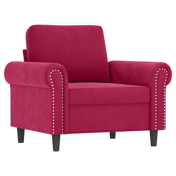 vidaXL 4-Piece Sofa Set with Cushions Wine Red Velvet