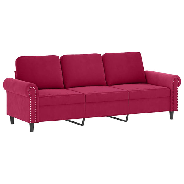 vidaXL 4-Piece Sofa Set with Cushions Wine Red Velvet