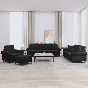 vidaXL 4-Piece Sofa Set with Cushions Black Velvet