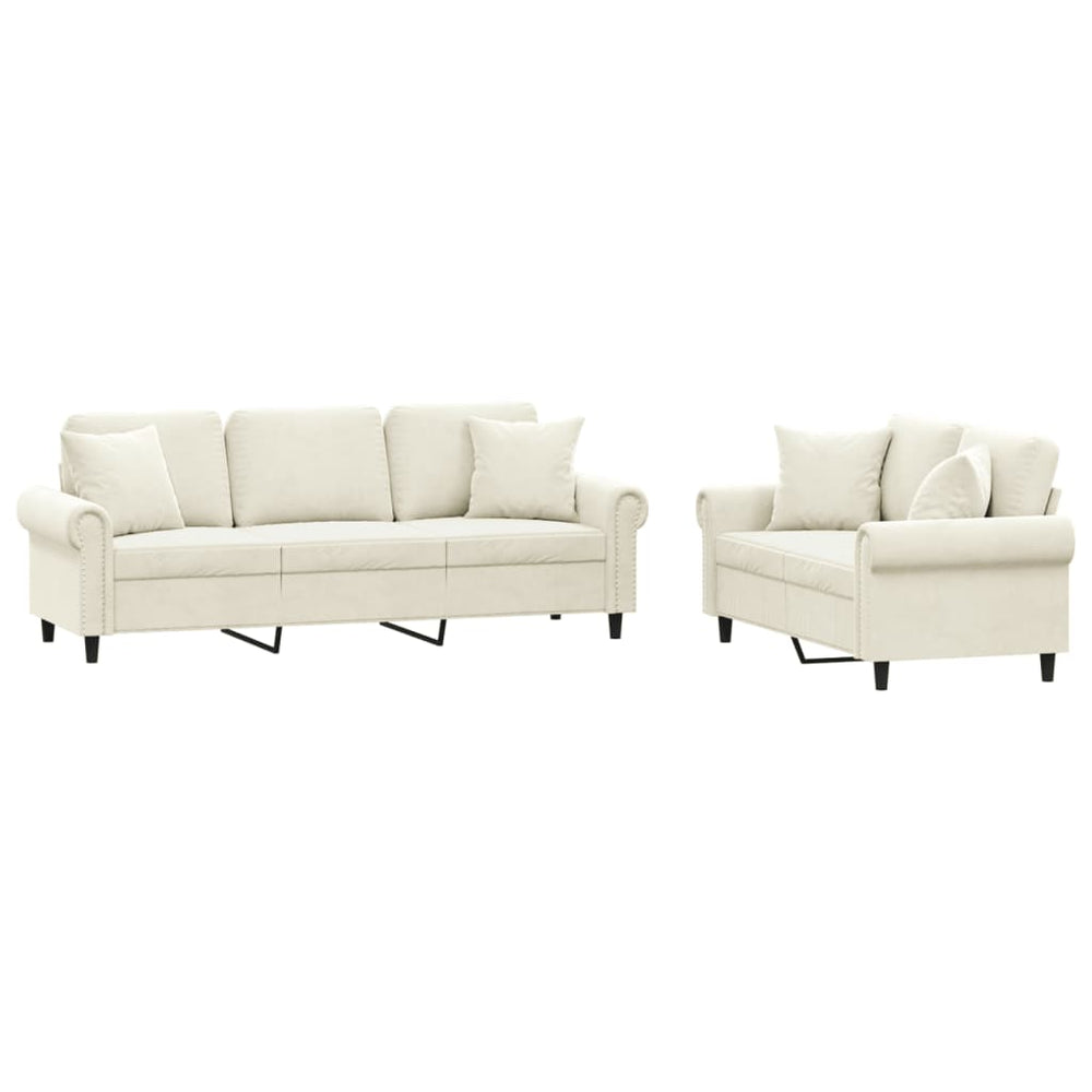 2-teilige Sofagarnitur Creme Samt
