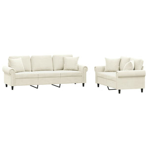 2-teilige Sofagarnitur Creme Samt