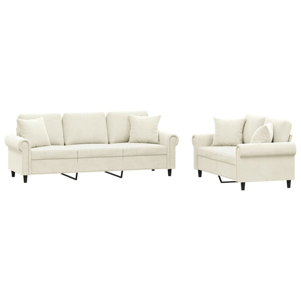 2-teilige Sofagarnitur Creme Samt