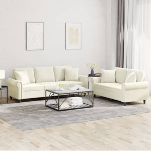 2-teilige Sofagarnitur Creme Samt