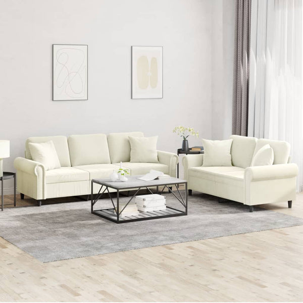 2-teilige Sofagarnitur Creme Samt