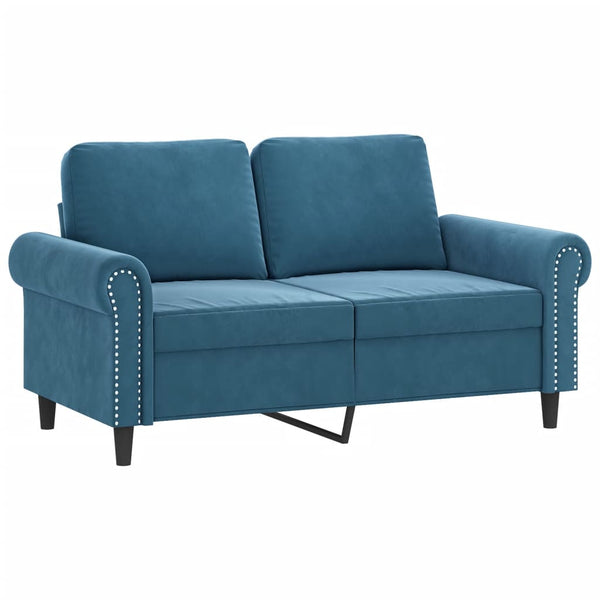 2-tlg. Sofa Set Blau Samt mit Kissen