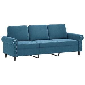 2-tlg. Sofa Set Blau Samt mit Kissen