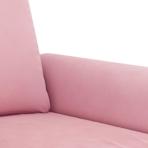 3-tlg. Sofagarnitur Rosa Samt mit Kissen