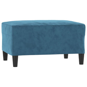3-tlg. Samt Sofagarnitur Blau mit Kissen