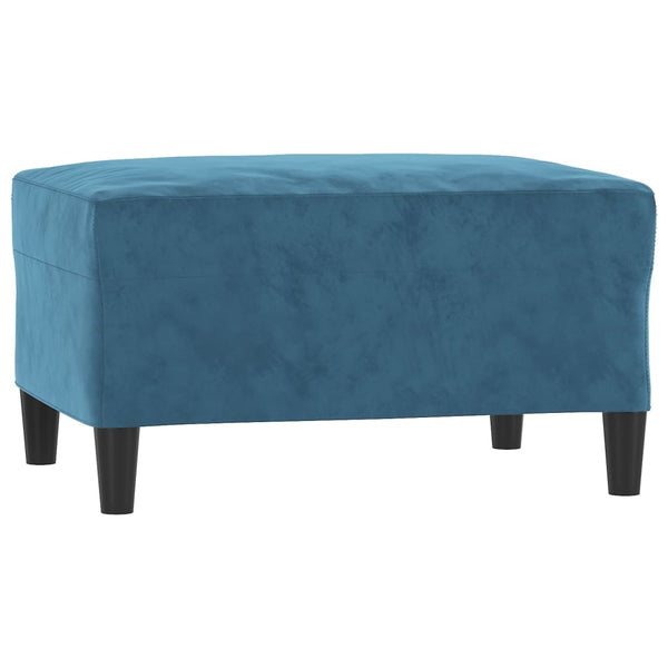 3-tlg. Samt Sofagarnitur Blau mit Kissen
