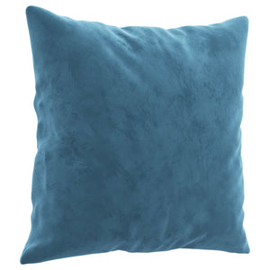 3-tlg. Samt Sofagarnitur Blau mit Kissen