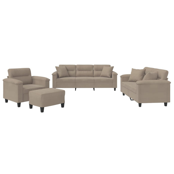 4-teilige Sofagarnitur Taupe Mikrofaser