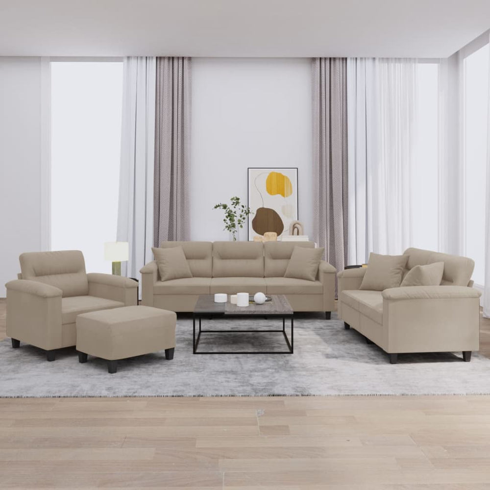 4-teilige Sofagarnitur Taupe Mikrofaser