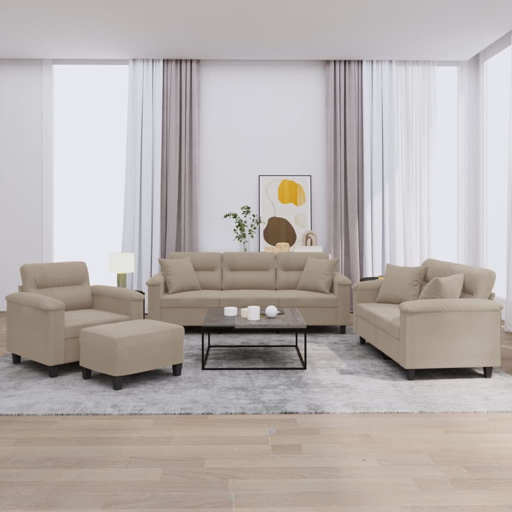 4-teilige Sofagarnitur Taupe Mikrofaser
