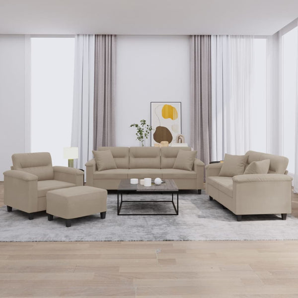4-teilige Sofagarnitur Taupe Mikrofaser