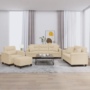 4-tlg. Sofagarnitur Creme Mikrofaser
