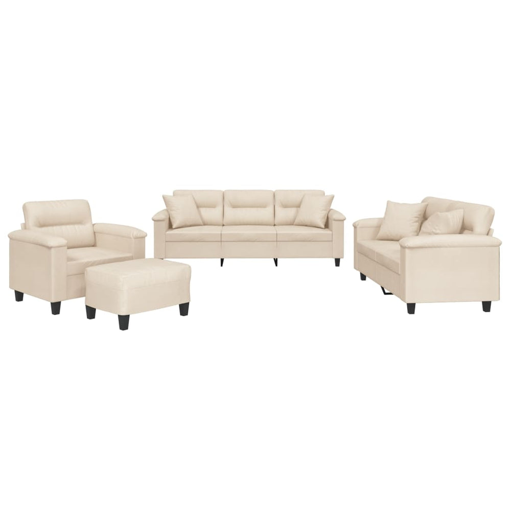4-tlg. Beige Sofagarnitur mit Mikrofaser