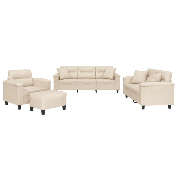 4-tlg. Beige Sofagarnitur mit Mikrofaser