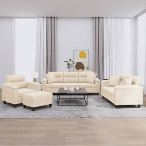 4-tlg. Beige Sofagarnitur mit Mikrofaser