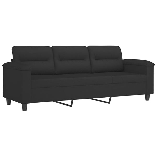 2-tlg. Sofa Set mit Kissen Schwarz Mikrofaser