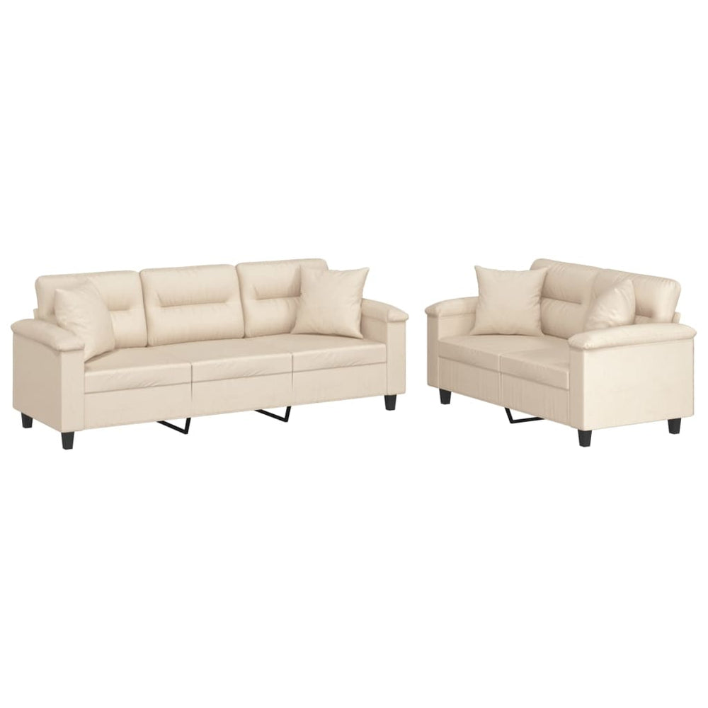 2-teilige Sofagarnitur Beige Mikrofaser
