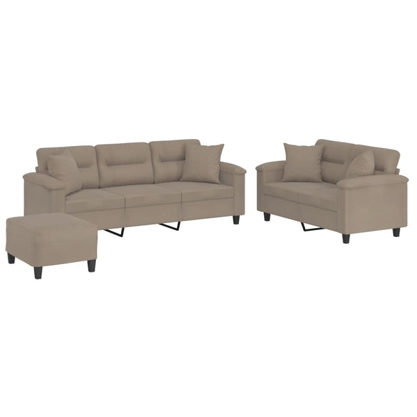 3-teilige Sofagarnitur Taupe Mikrofaser